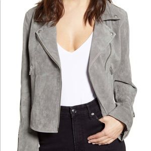 BLANKNYC Suede Moto Jacket in Soft Fog